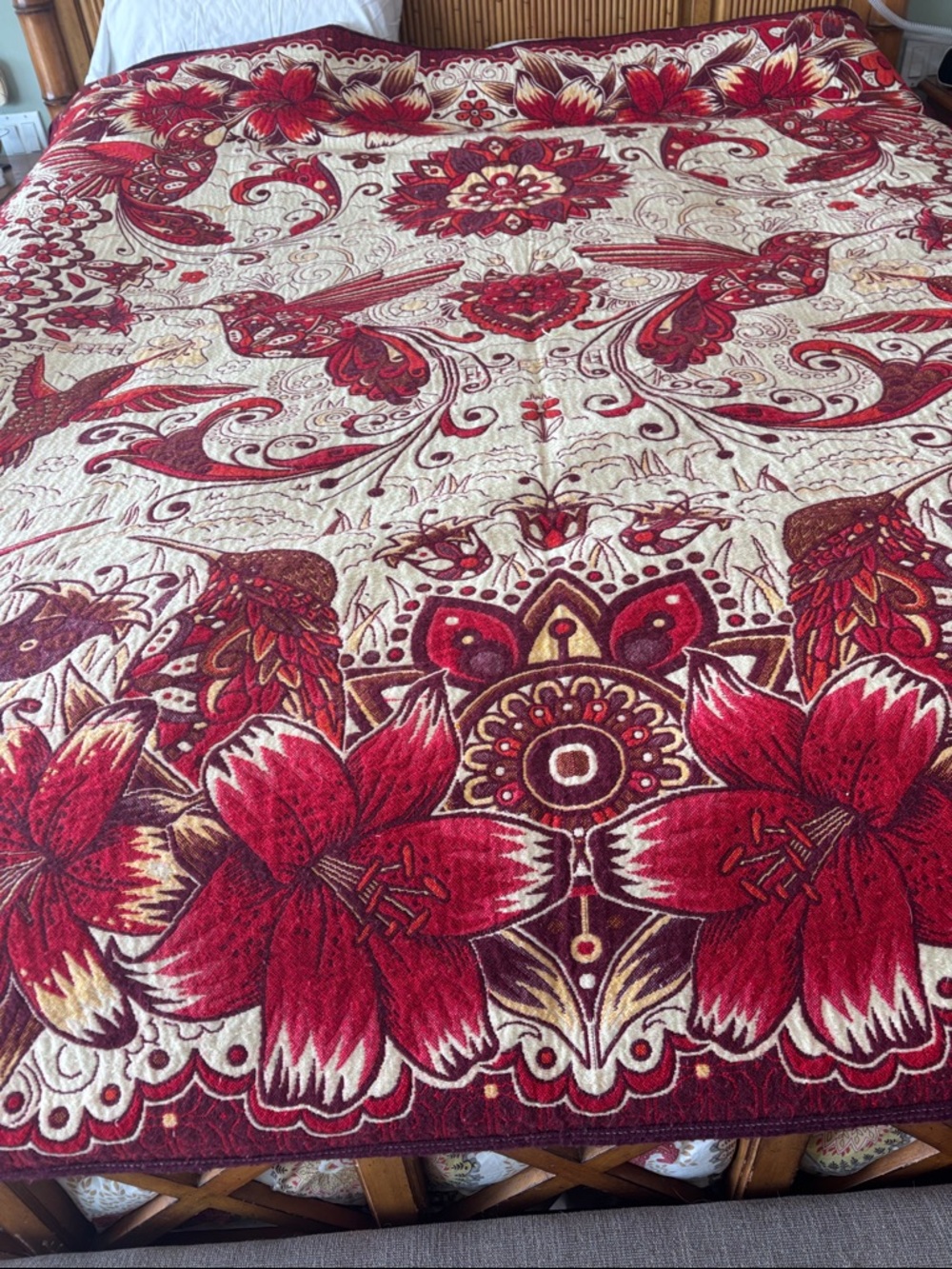 Boho woven hummingbird bed cover